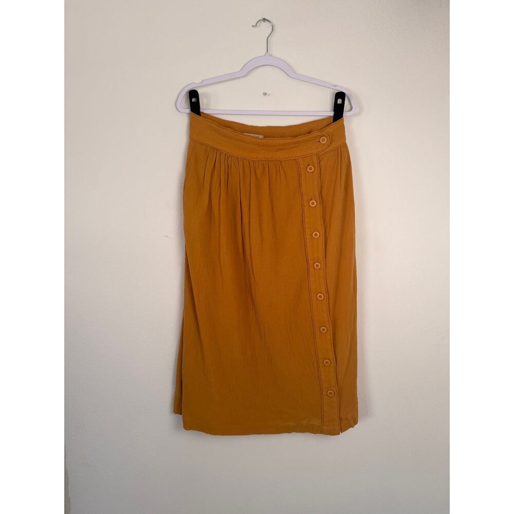 Polagram Button Front Midi Skirt Mustard Large